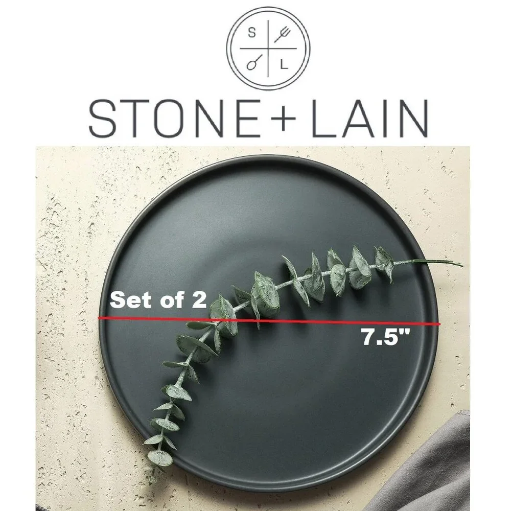 NEW Stone Lain Stoneware Round salad plates replacement Dinnerware Gray Celina C